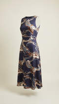 Twilight blue fluid print dress