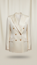 Ivory silk double-breasted blazer